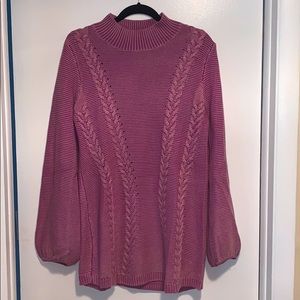 Dusty Rose mock-turtle knit sweater dress